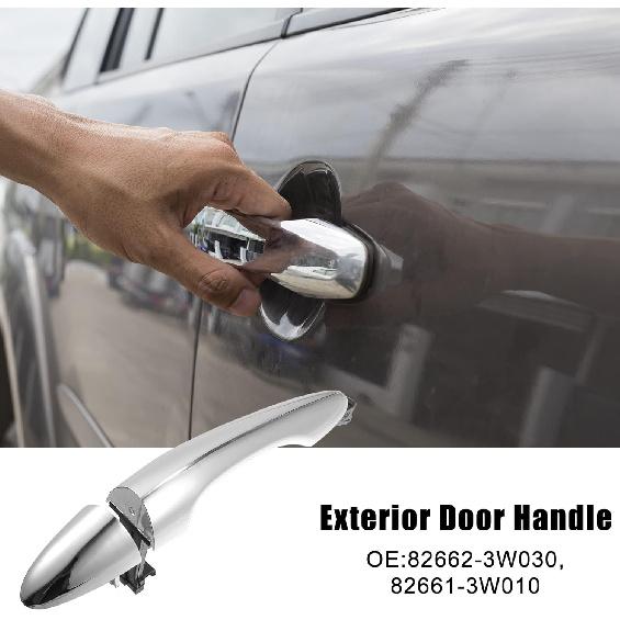 ACROPIX Rear Right Side Car Exterior Door Handle Fit for Kia Sportage 2011-2016 82662-3W030 82661-3W010 - Pack of 1 Silver Tone