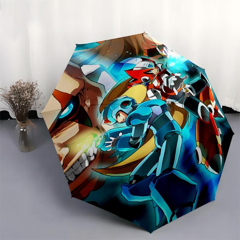 1pc Mega Man Automatic Folding Umbrella, 3-Fold Design, 8-Bone Frame, Outdoor for Fans, Travelers, Daily Use, Gift Idea.Y069