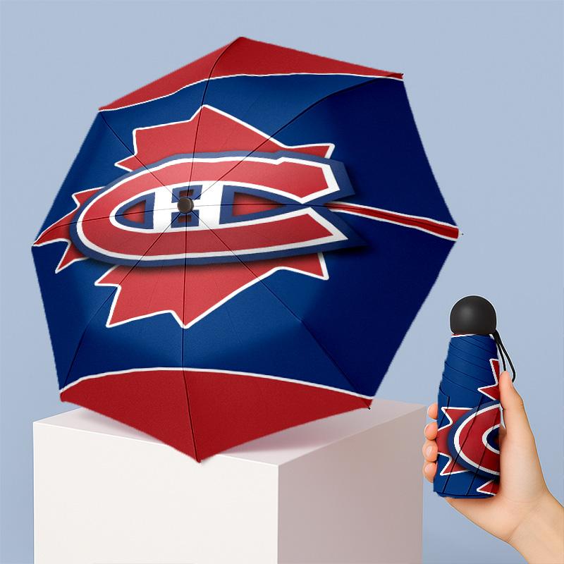 Montreal Canadiens Printed 5?Fold Mini Umbrella 8?Rib Windproof Compact Umbrella For Women Pocket Carry