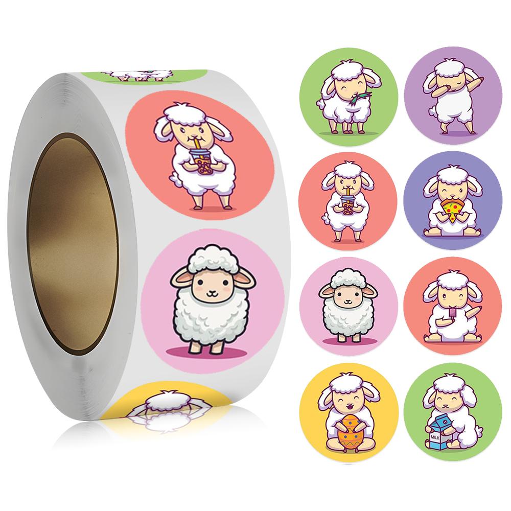 100-500 Stuks Ronde Cartoon Schaap Dier Stickers Leuke Beloningsstickers Diy Cadeau Handgemaakt Label Scrapbooking Kantoorbenodigdheden Sticker