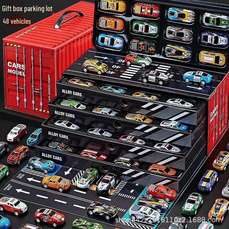 48 Mini Pull-Back Cars Garage Gift Set for Boys