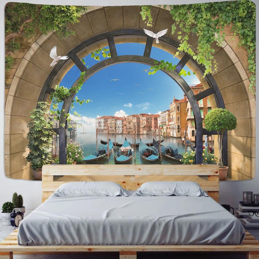 Arched Flower Path Garden Tapestry Indian Mandala Tapestry Wall Hanging Tapestries Boho Bedroom Wall Rug Couch Blanket 9 Size