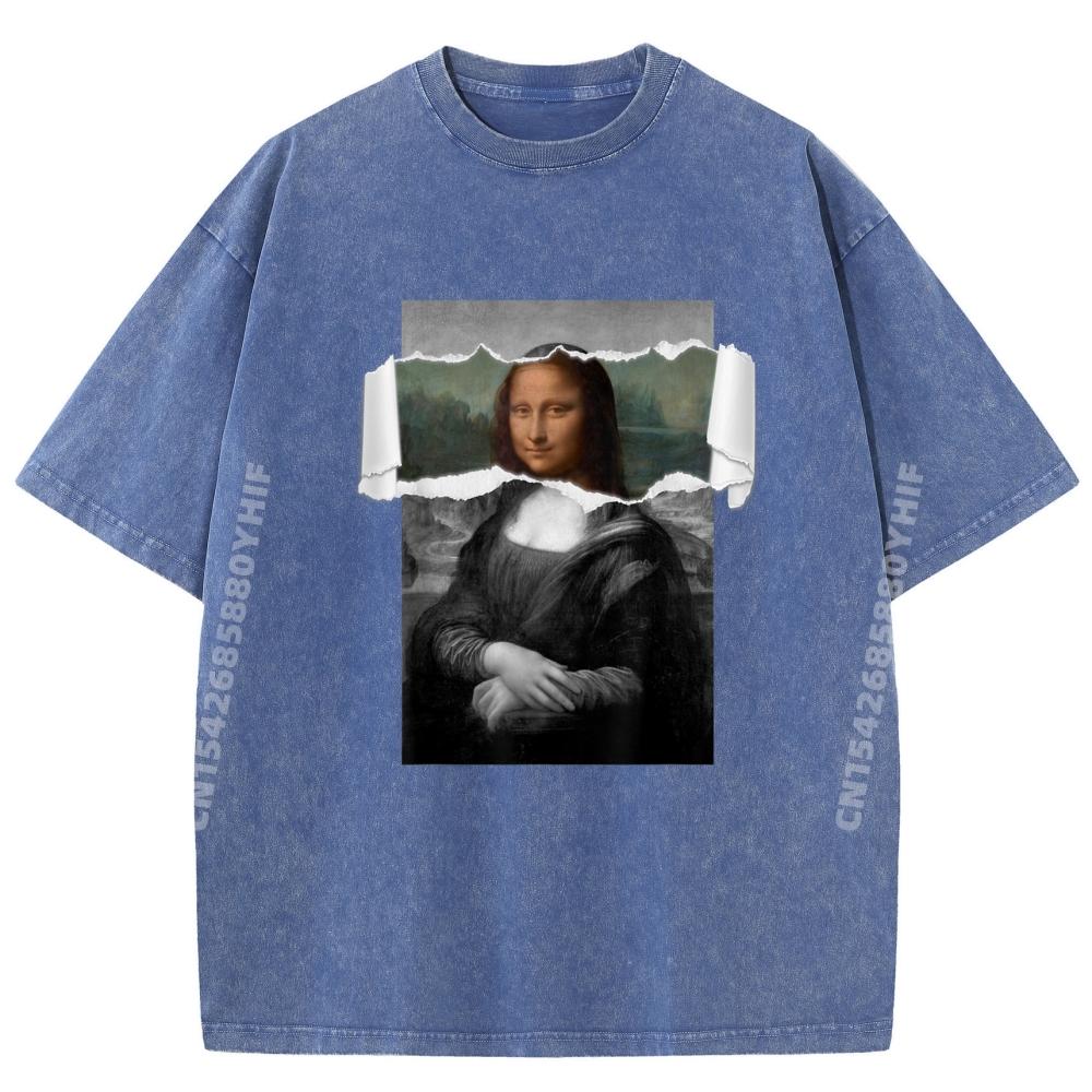 

Leonardo DaVinci Renaissance MonaLisa Torn Paper Effect Art Parody Graphic Shirts Short Sleeve T-Shirt Men Chinese Style 5XL різнокольоровий