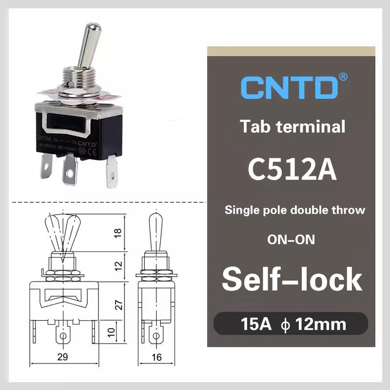 CNTD C5 Toggle Switch Self-locking 15A 250VAC Single Pole Double Pole Switch With Rainproof-cap Switches4