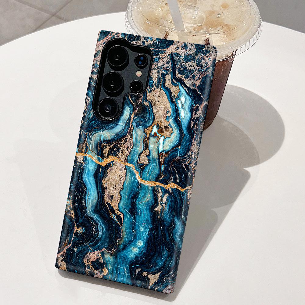 Light Luxury Art Marble Pattern Heat Transfer Samsung S23Ultra Double-layer Film Case SamsungS26 Mobile Phone Case