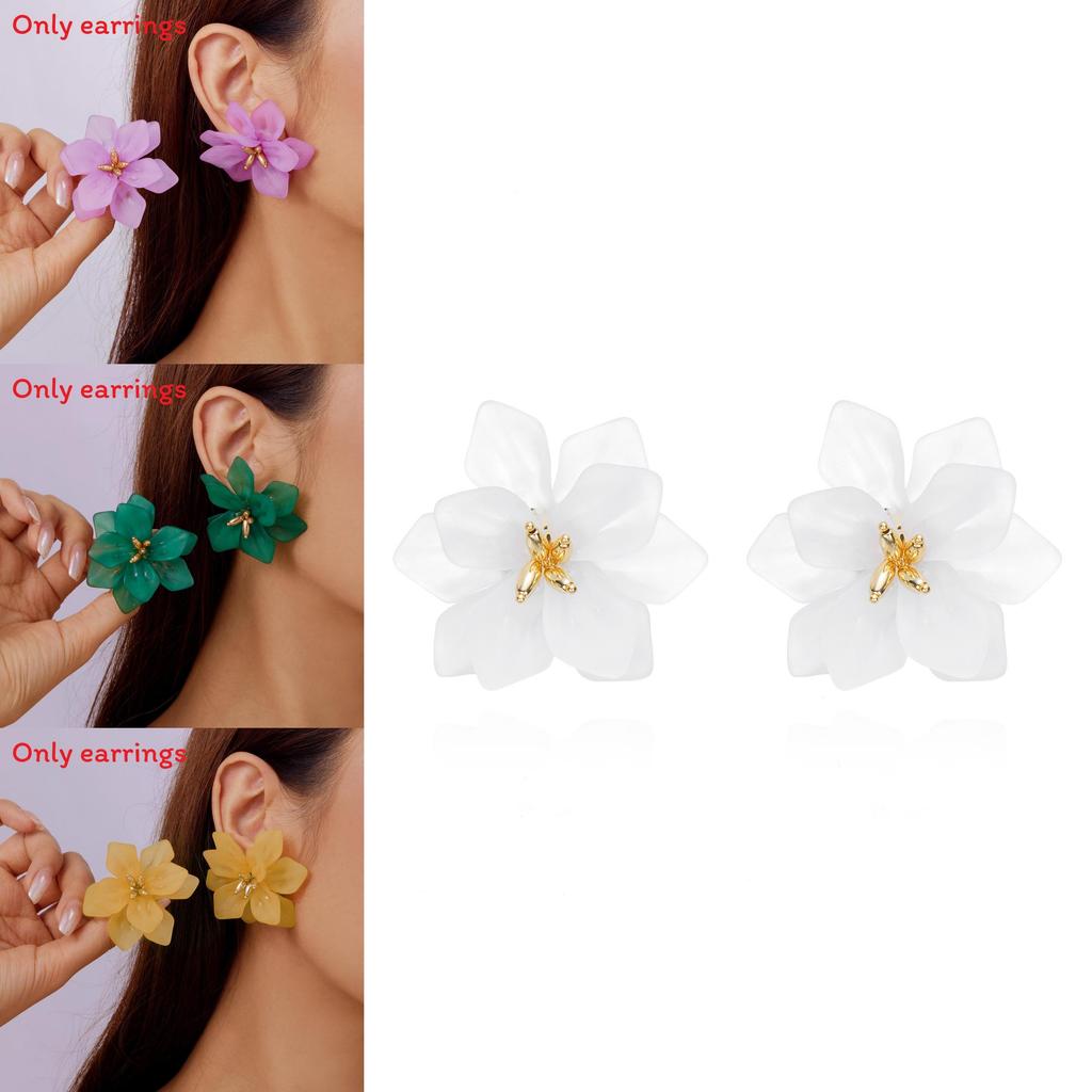 Womens Acrylic Floral Earrings Handmade Geometric Plant Flower Accessories