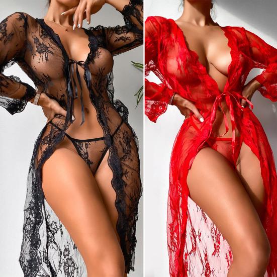 Unique Women Nightgown Ruffled Two Piece Super Soft