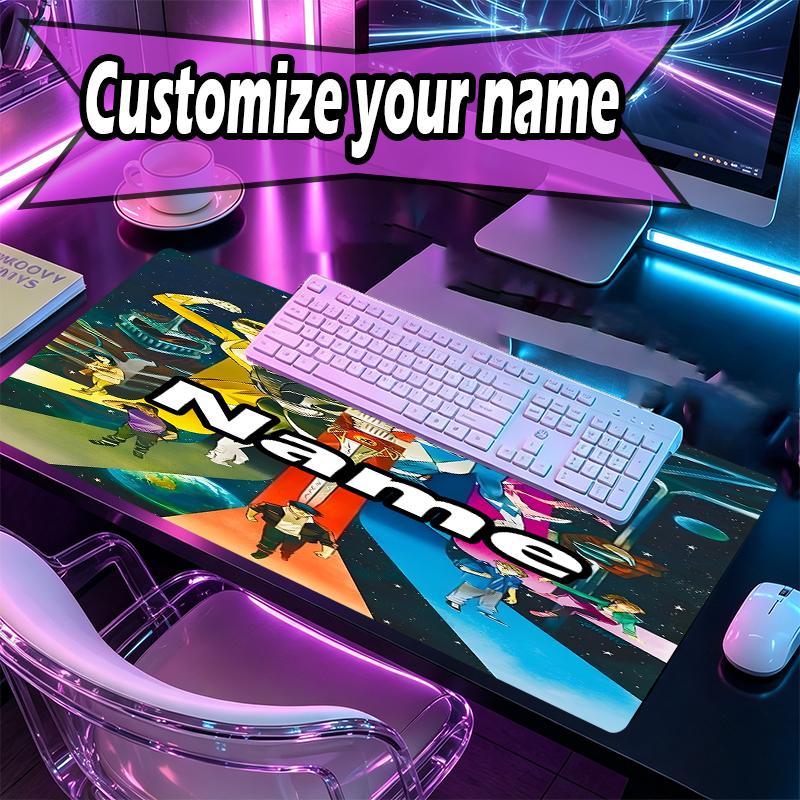 Custom Name Personalized Mighty Morphin Power Rangers Pattern Mousepad, Laptop PC Desk Mat, Decorative Desk Mat for Home Keyboard Pad Gift