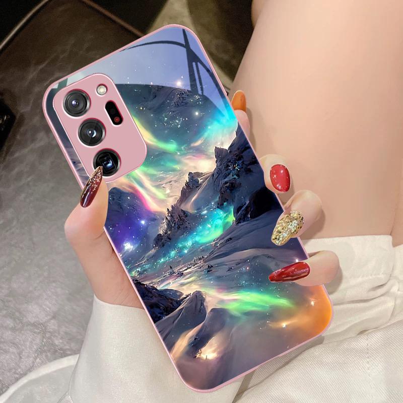 Brilliant Starry Sky For Samsung Galaxy Note 8 9 10 PRO 20 Ultra A01 02 03 Core 04E 4G 12 13 5G Tempering Glass Phone Case