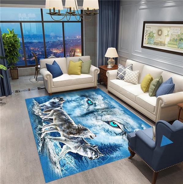 Wolf Pattern Carpet Door Mat Bath  Printed  Living Room Bedroom Large  Kids Play Upholstered Kitchen