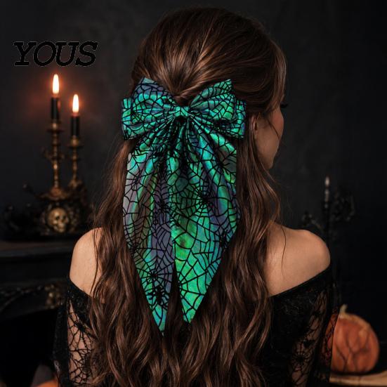 Dark Style Hair Bows for Festivals Halloween Bow Clip Women Girls, Spider Web Barrettes Cute Girls Clips, Large Bowknot Accessories Cosplay