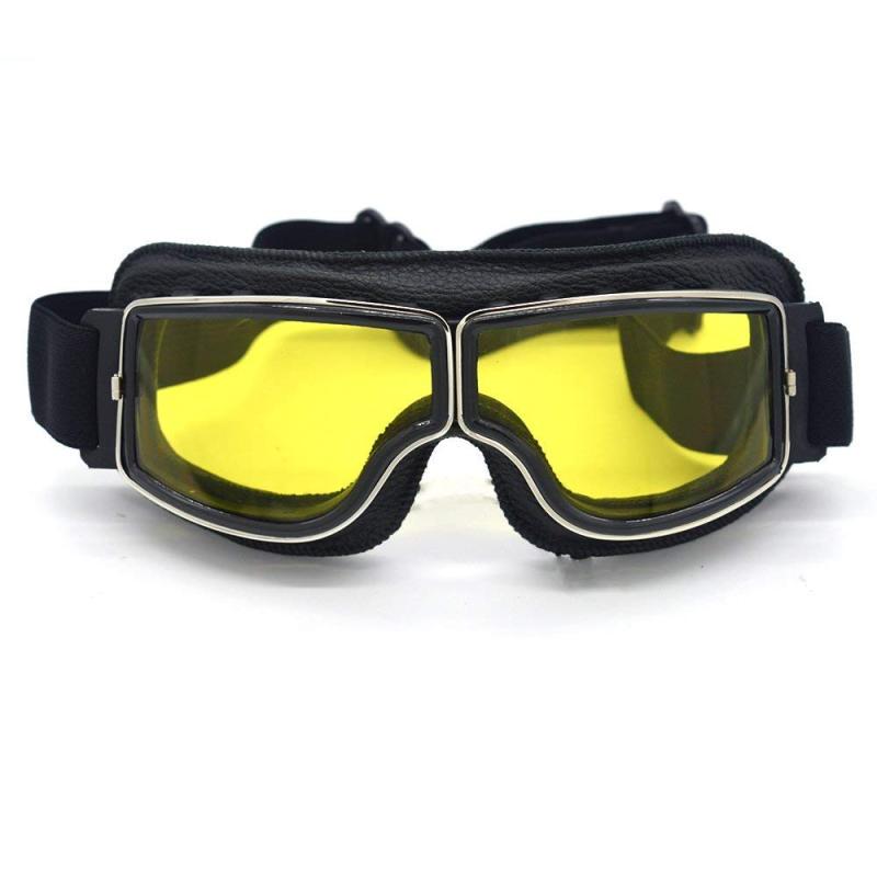 Leder Vintage Scooter Brille Pilot Ski Sonnenbrille Helm Brille