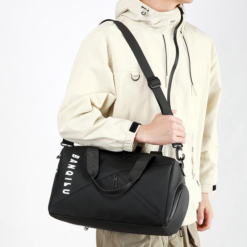 Sleeable Pull Rod Short-distance Travel Bag Men's Single Shoulder Crossbody Bag Large Capacity Dry And Wet Separate Gym Bag For Men And Women