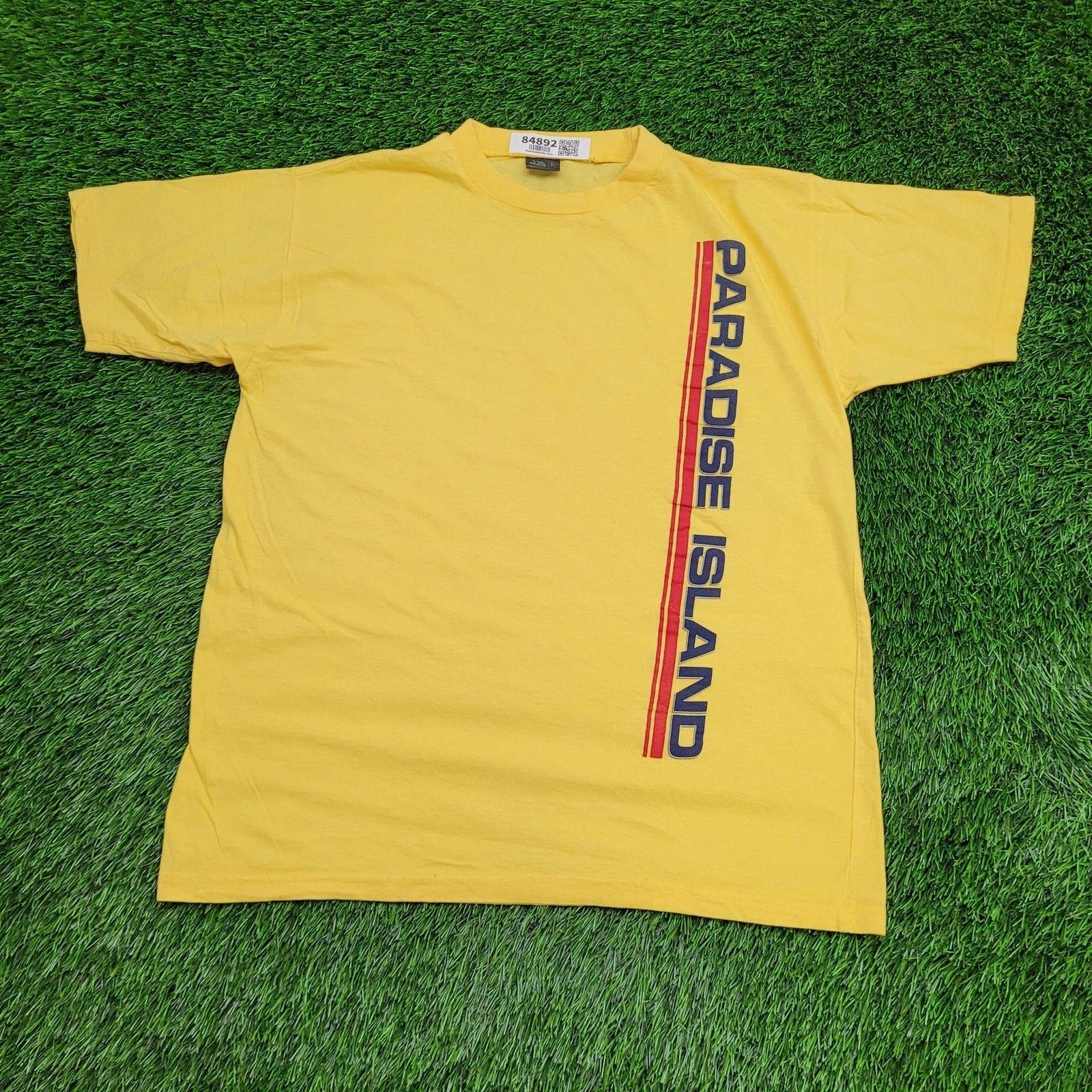 

Vintage 90s Paradise-Island Shirt Large 21x27 Yellow S