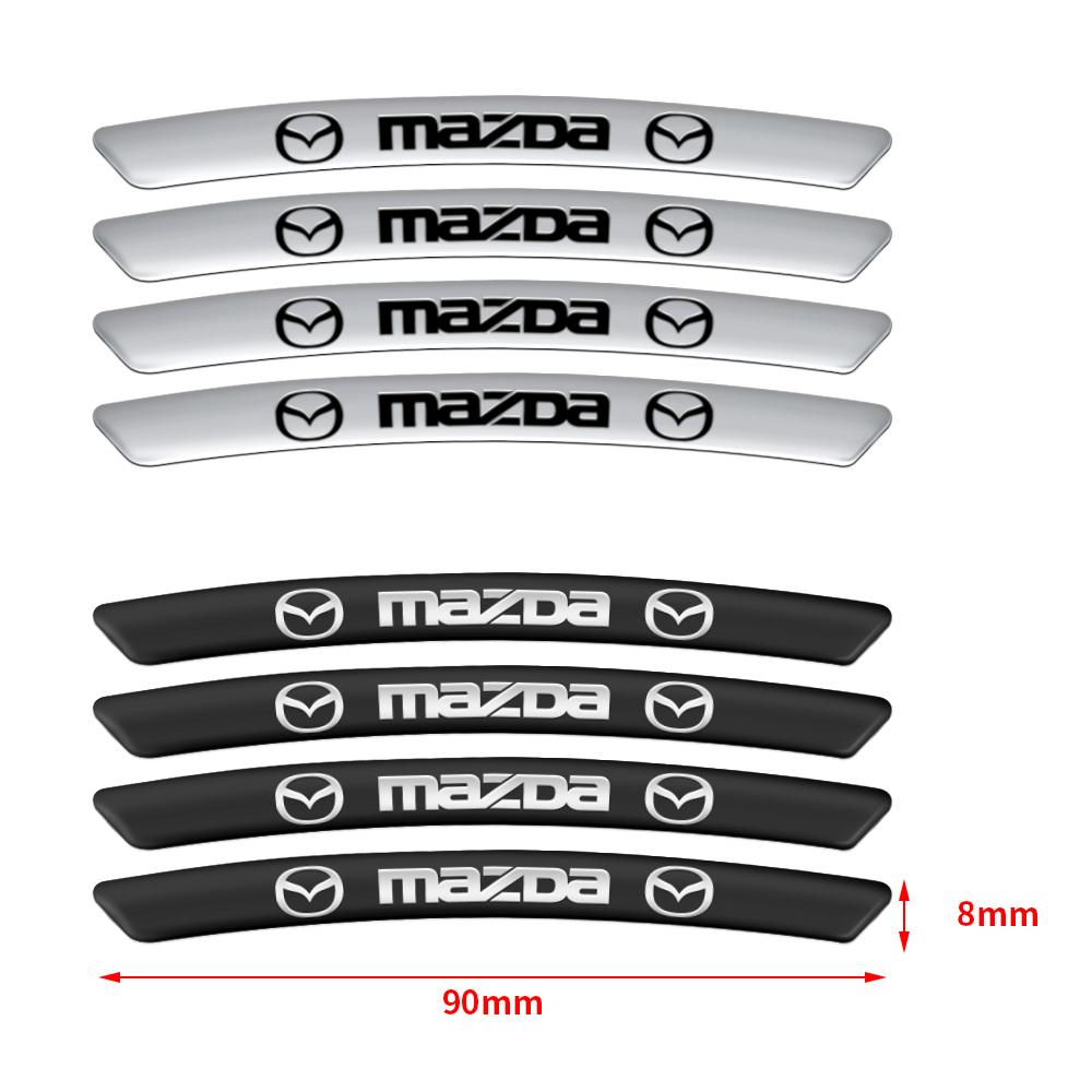 Car Styling 4PCS Aluminum/Carbon Fiber Car Rim Sticker Decals For Mazda 3 5 6 7 2 Axela CX5 CX3 Atenza Demio RX7 MPS MS 323 MX3 FF25