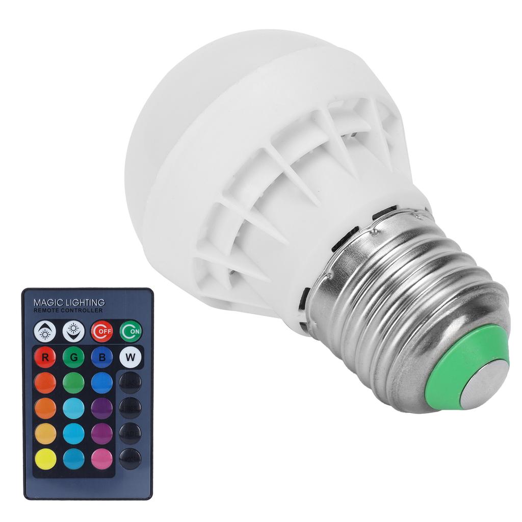 RGB+W Light Bulb 3W E27 Remote Control Color Changing Lamp Home Decoration 85265V