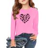 Långärmade T-shirts för flickor med kärlek och alla hjärtans dag-motiv, hösttoppar, rund hals, enkla T-shirts för barn, 5-14 år