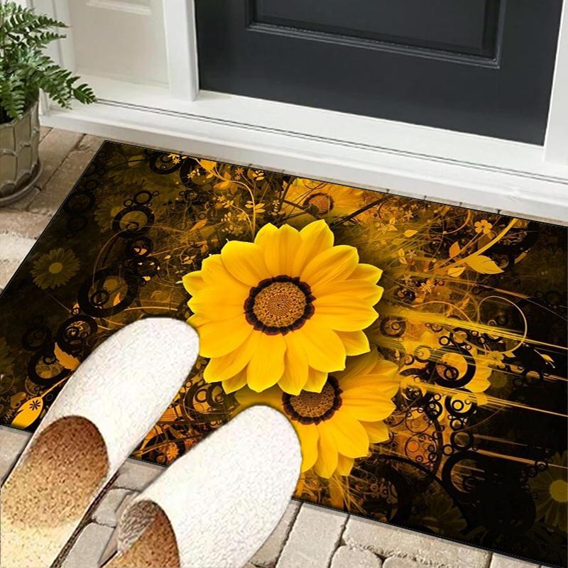 Butterfly And Sunflowers Office Rug Chair Mat, Entryway Carpet, Suitable for Front Door, Bedroom, Living Room, Desk, Holiday Gift