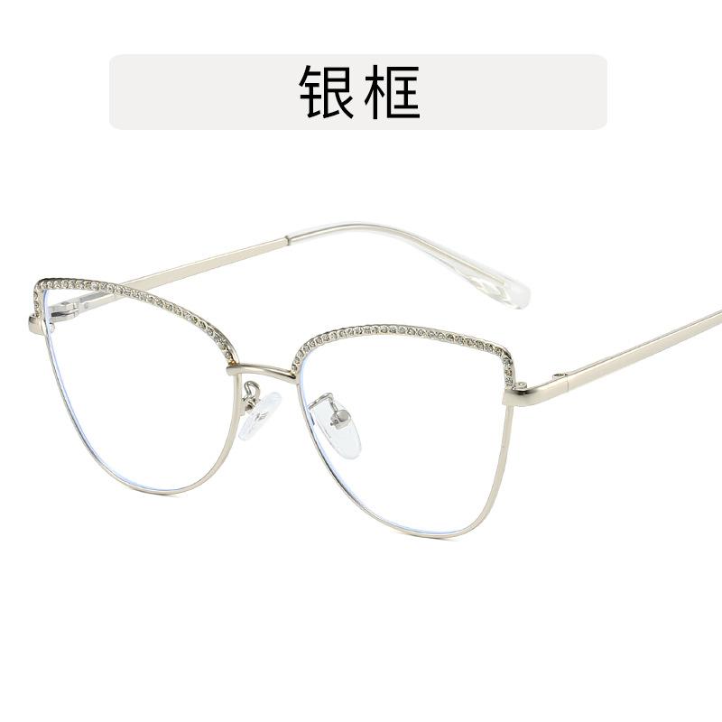 Rhinestone Decoration Women Eyeglasses Cat Eye Shape Anti Blue Light Glasses Frame High Quality Eyeglass Frames for Women