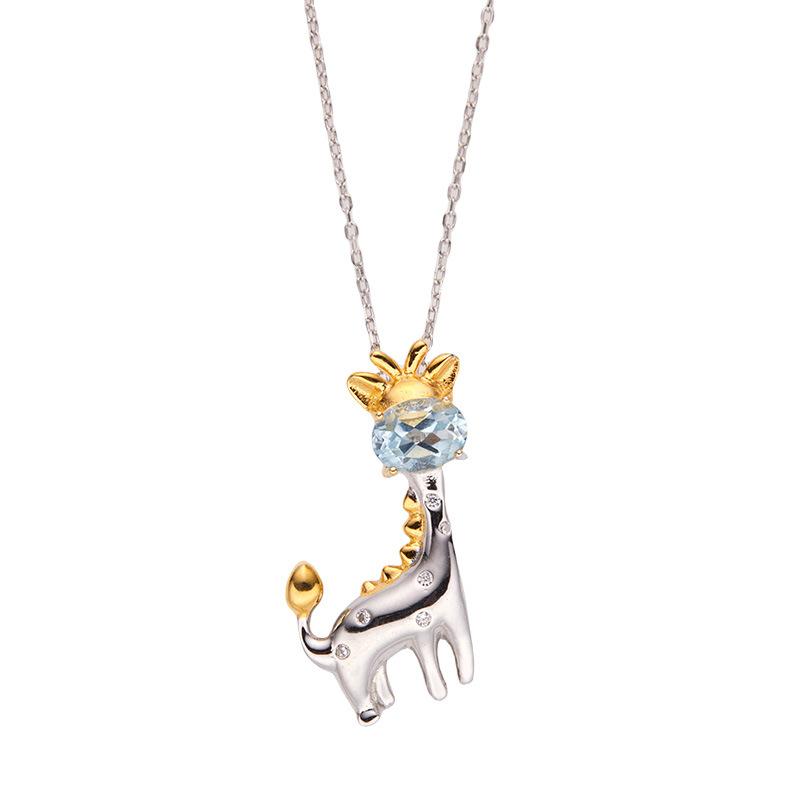 

Earrings Multi-Colored Gemstone Necklace Women S S925 Sterling Silver Inlaid With Natural Colored Treasure Deer Collarbone Chain Necklace