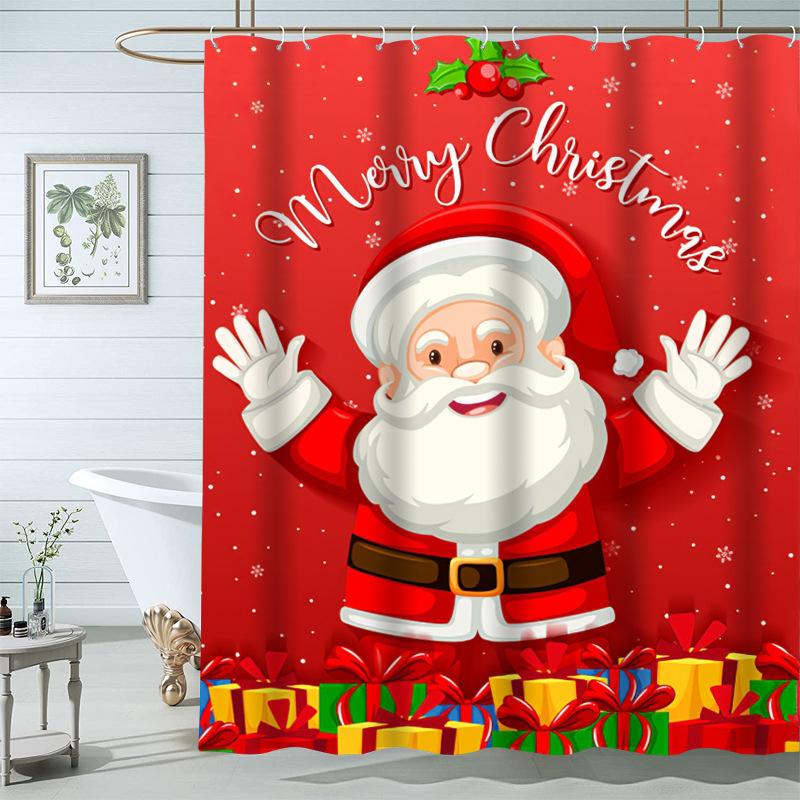 Buy Christmas Shower Curtain Polyester Digital Print Shower Curtain