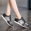 Fashion Women Platform Sneakers 2025 NEW Round Toe Low-top Leopard Wedge Shoes for Women's Size 43 Lace Up  Casual Sports Shoes