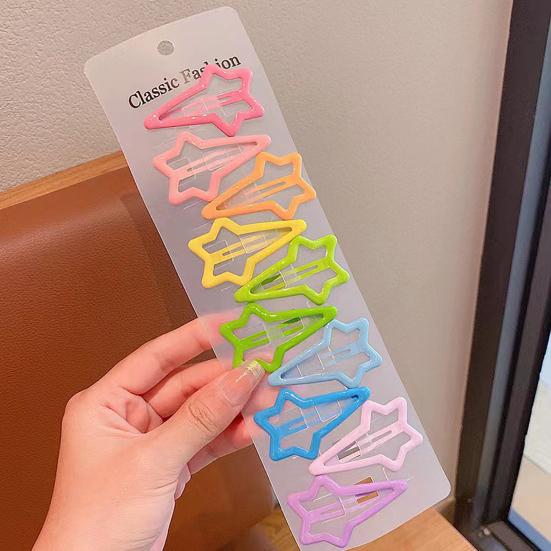10Pz Fermagli per Capelli da Bambina Design Goccia d'Acqua Cuore Triangolo Colori Caramella Clip Laterali per Ciuffo Accessori Decorativi per Capelli