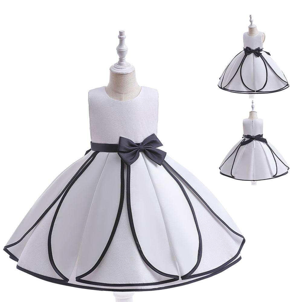 Φόρεμα Πριγκίπισσας Γενεθλίων Δυτικού Στυλ για Κορίτσια: Μαύρο & Λευκό Φόρεμα Παρανυφάκι για Μικρά Παιδιά
