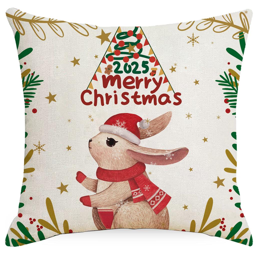 New Christmas Cartoon Pillowcase Living Room Sofa Bedroom Backrest Single Side Linen Festive Decoration Pillow