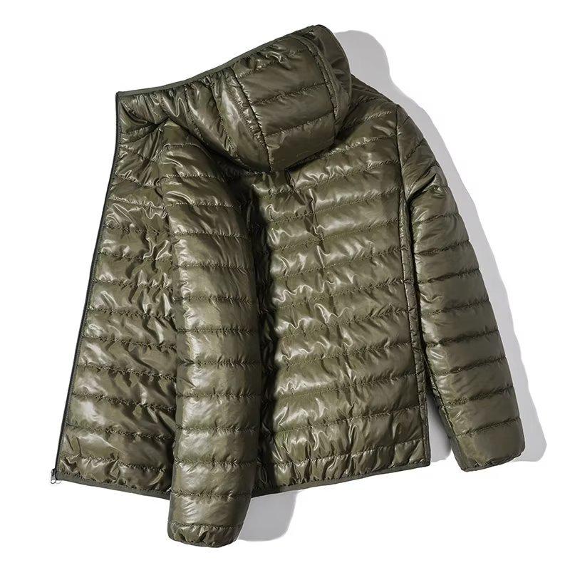 

Men s Lightweight Hooded Down Jacket - Warm & Casual for Spring/Fall 5XL армія зелений колір
