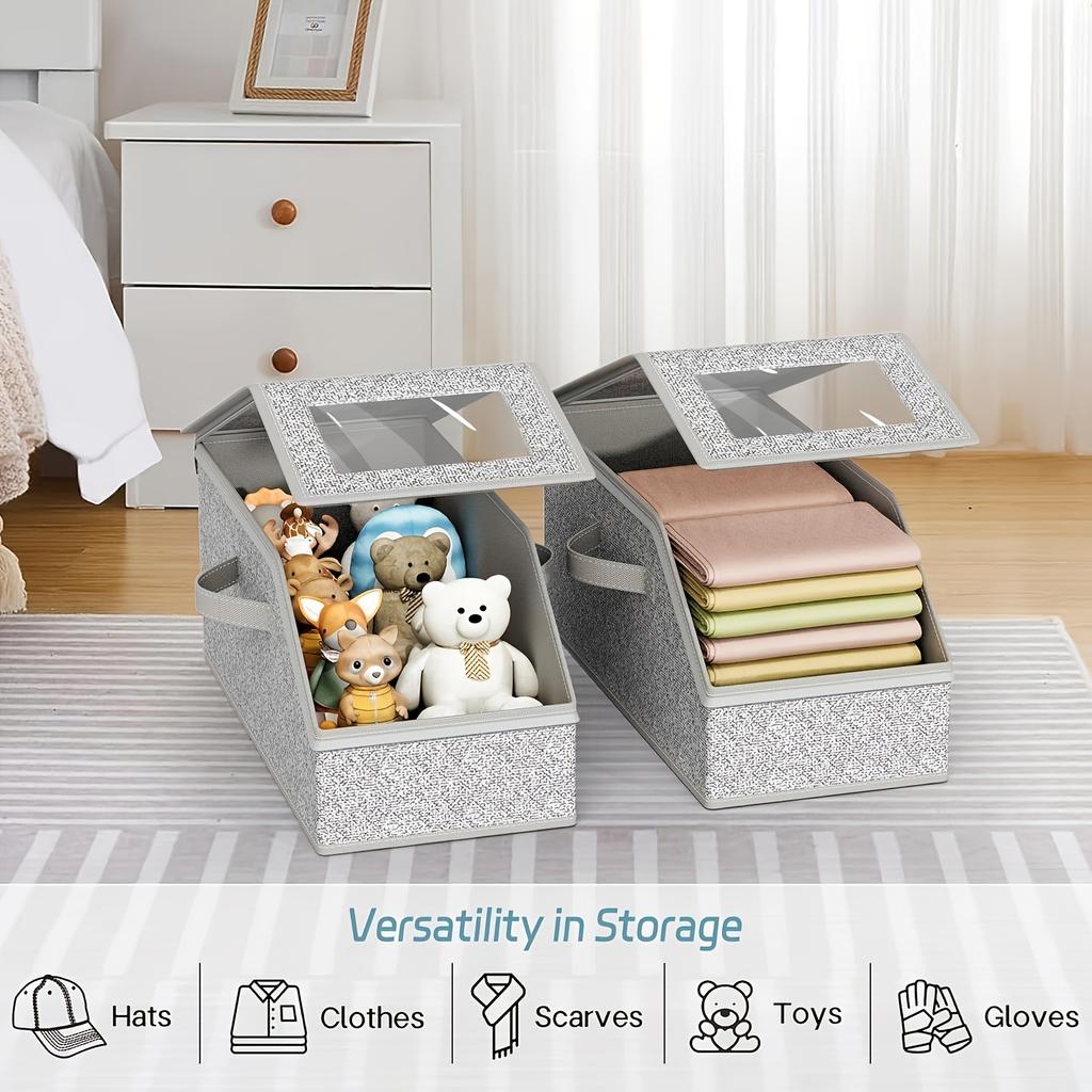 Large Capacity Foldable Fabric Hat Box Heavy-Duty Portable Storage Organizer Suitable for Hats, Scarves, Belts