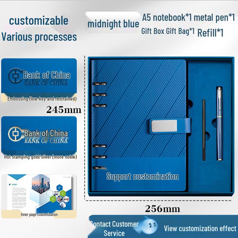 Custom A5 Ring Binder Notebook Gift Set with Logo - Holiday Souvenir Box