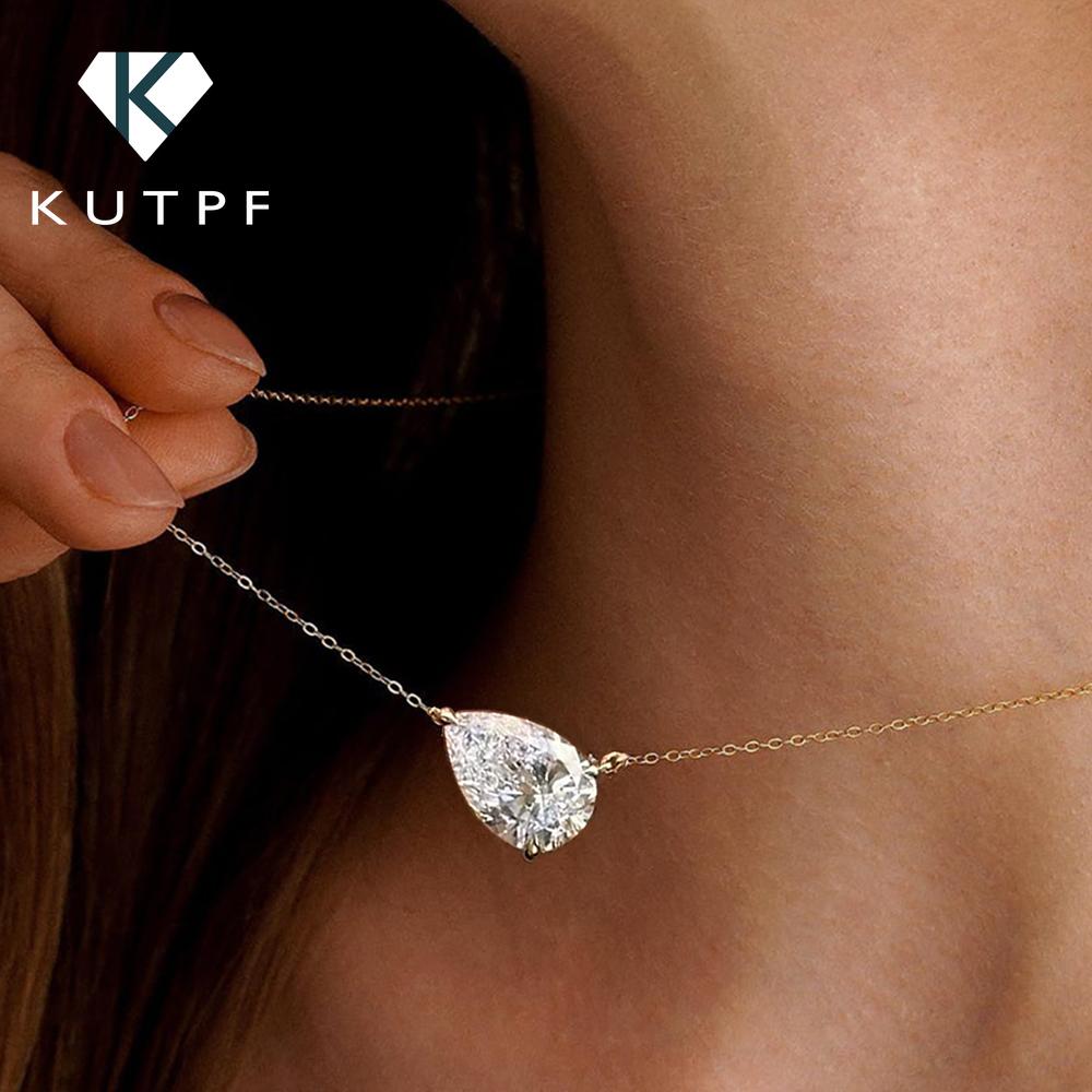 1/3carat Waterdrop Solitaire Moissanite Pendant Necklace with 925 Silver Pear Cut Diamond Neckchain Woman