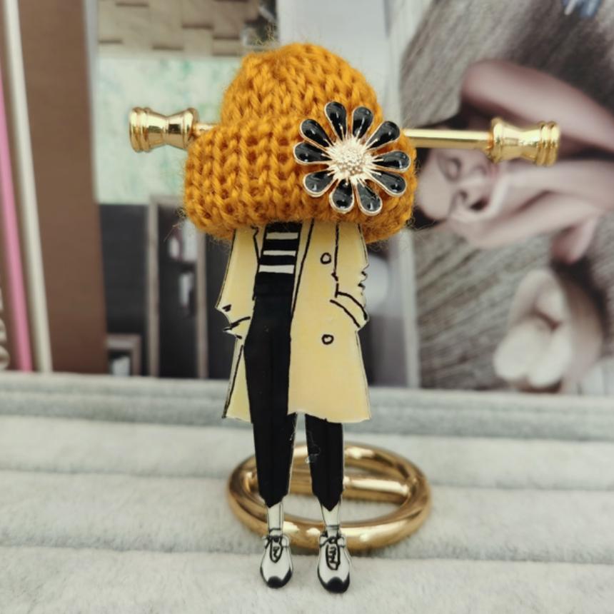 Girl Cute Brooch Wool Hat Badges Big Handmade Fashion Lovely Funny Brooches For Woman Harajuku Style Lapel Pins Lover Mom Gifts