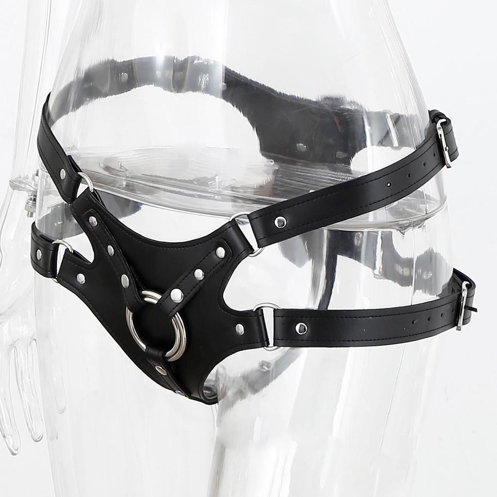 PU Leather Bondage Restraint Leggings & Wearable Panties - Adult Discipline Alternative Toys