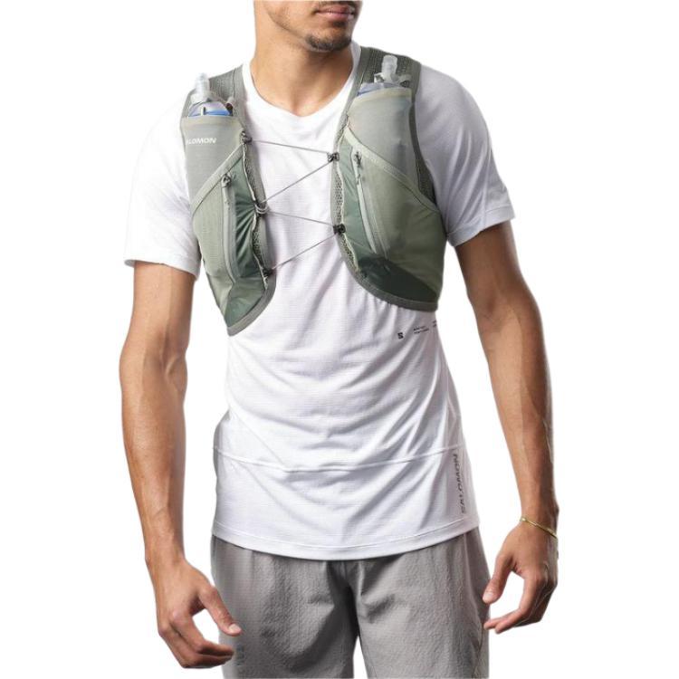 SALOMON Miękka i wygodna bezrękawnikowa krótka kamizelka do biegania w terenie z kieszenią z przodu męskie topy ciemnoniebieski C21776