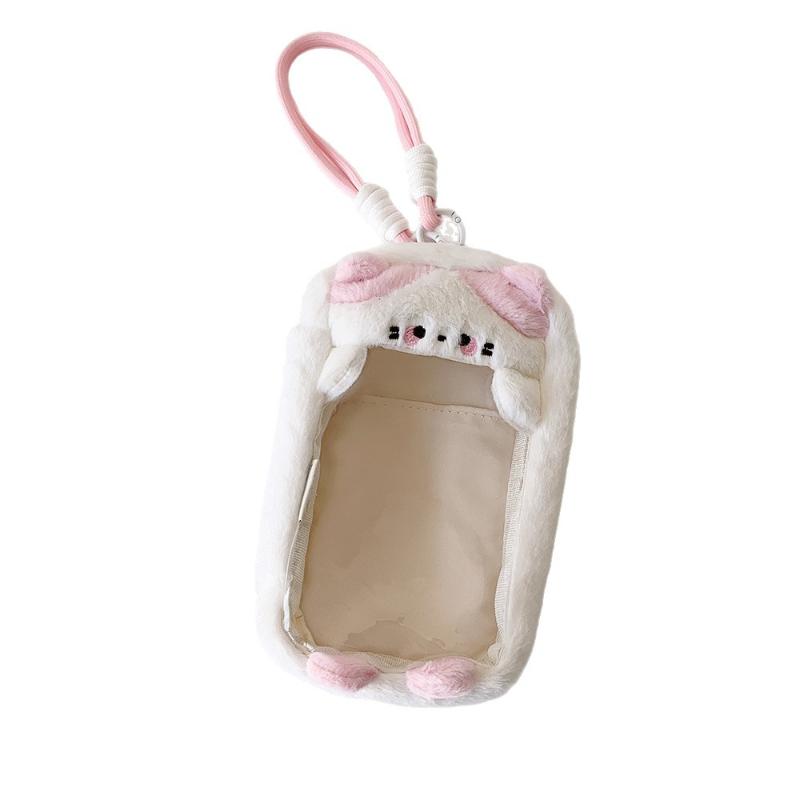 Cartoon Plush Doll Dustproof Storage Bag Doll Display Bag With Keyring Mini Mystery Box Dolls Organizer Pouches For 15Cm Doll