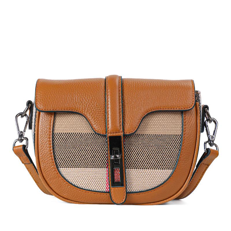 

Европейские и американские модные женские сумки из натуральной кожи, модная новая высококачественная клетчатая сумка из коровьей кожи, сумка-седло через плечо для женщин