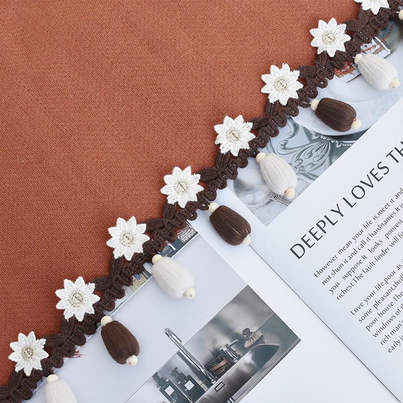 1m Träpärlor Blommigt Sömnadsspets Tofsspetskant Klädsel Gardiner DIY Syhantverk DIY Dekorationsmaterial Spetstillbehör