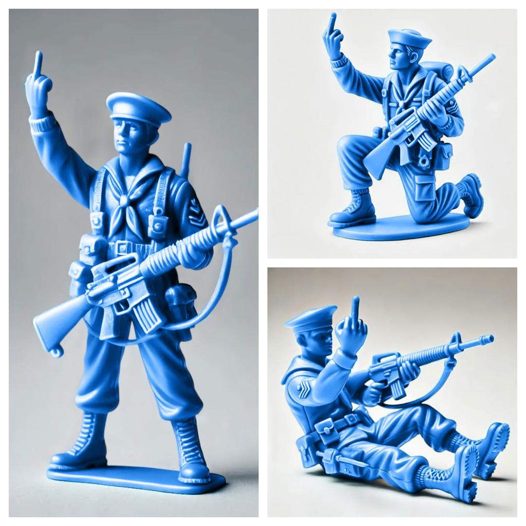 Funny Soldier Giving The Middle Finger Statue Desktop Ornaments Green Military Blue Navy Man Middle Finger Plastic Figures Toy