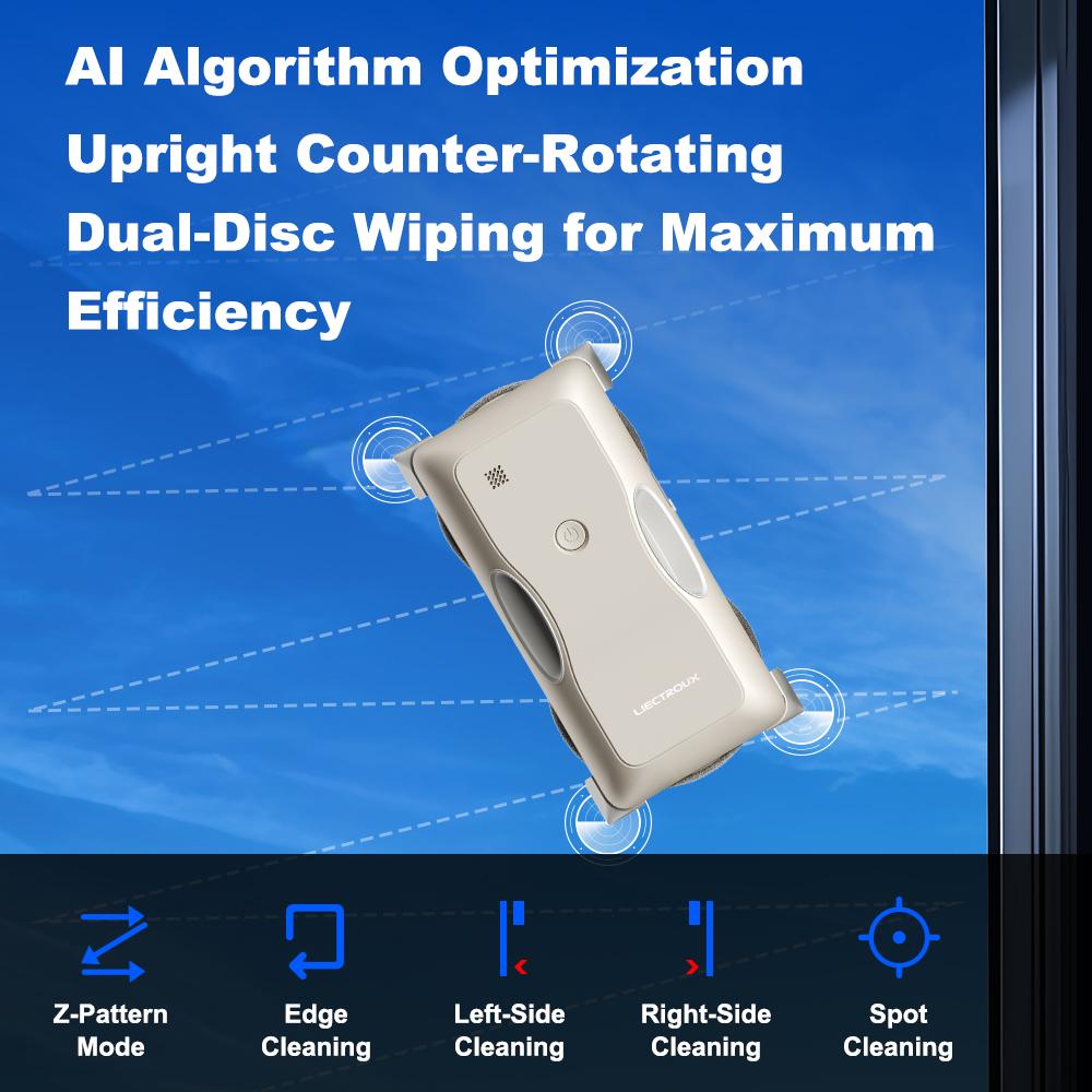 Window Cleaning Robot LIECTROUX G8, High Speed,Double Water Spray,Ultra-thin Window Cleaner, Electric Glass Washer,AI Route
