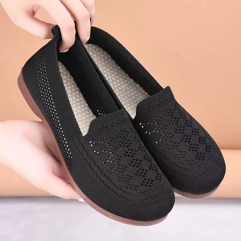

New cloth shoes knitted elastic thick-soled breathable non-slip loafers casual shoes 36