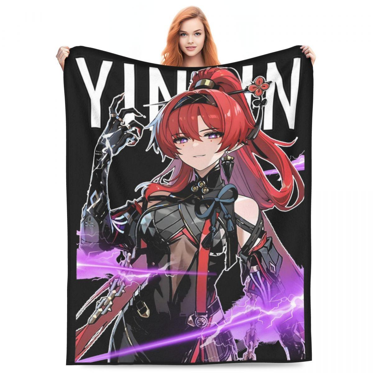 

Wuthering Waves Yinlin Flannel Blanket Quality Warm Soft Video Game Bedding Throws Winter Camping Bedroom Printed Bedspread 30x40in