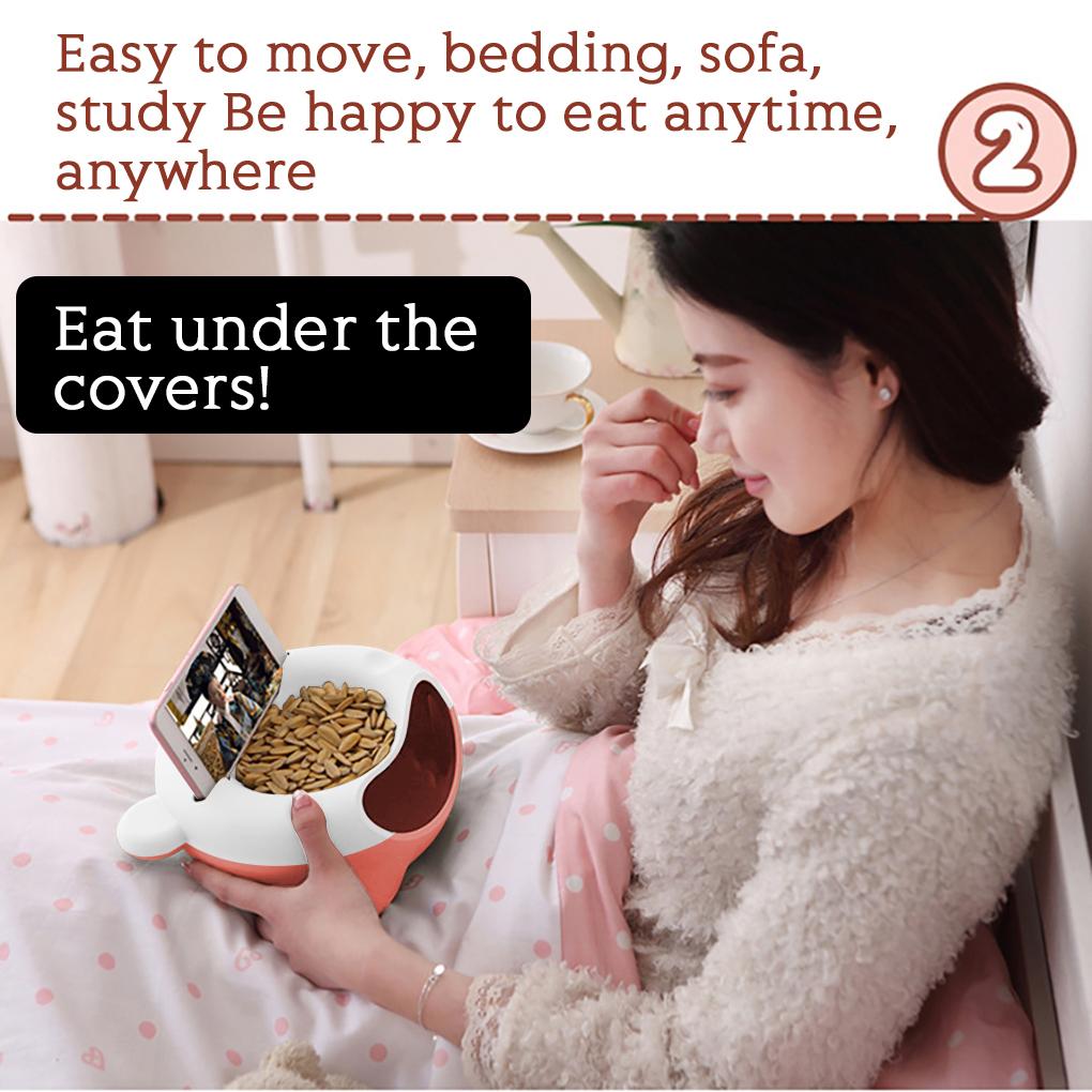 Snackteller 2 Etagen Obst-Nuss-Schale Kunststoff Aufbewahrungsbox Desktop Mülleimer Handyhalter