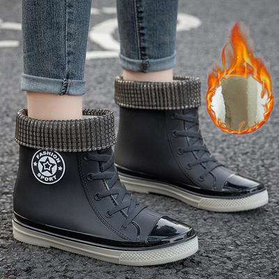 Stivali da Pioggia Donna Autunno Inverno Moda Caldi Scarpe in Gomma Stivaletti da Pioggia Donna Impermeabili Galosce da Giardino Botas Lluvia Mujer