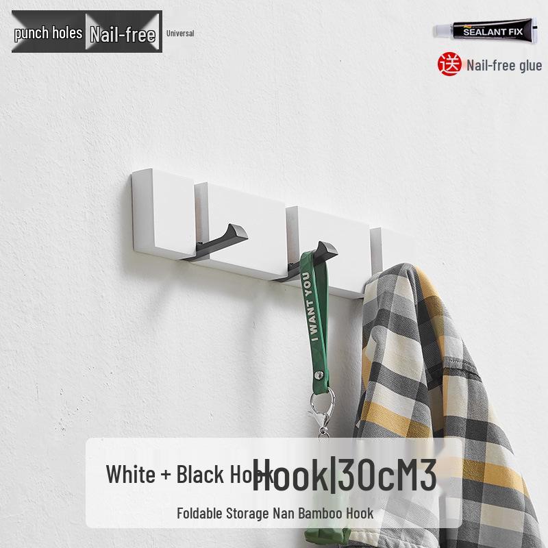 Wall-Mounted Clothes Rack with Hooks for Bedroom or Entryway Behind Door