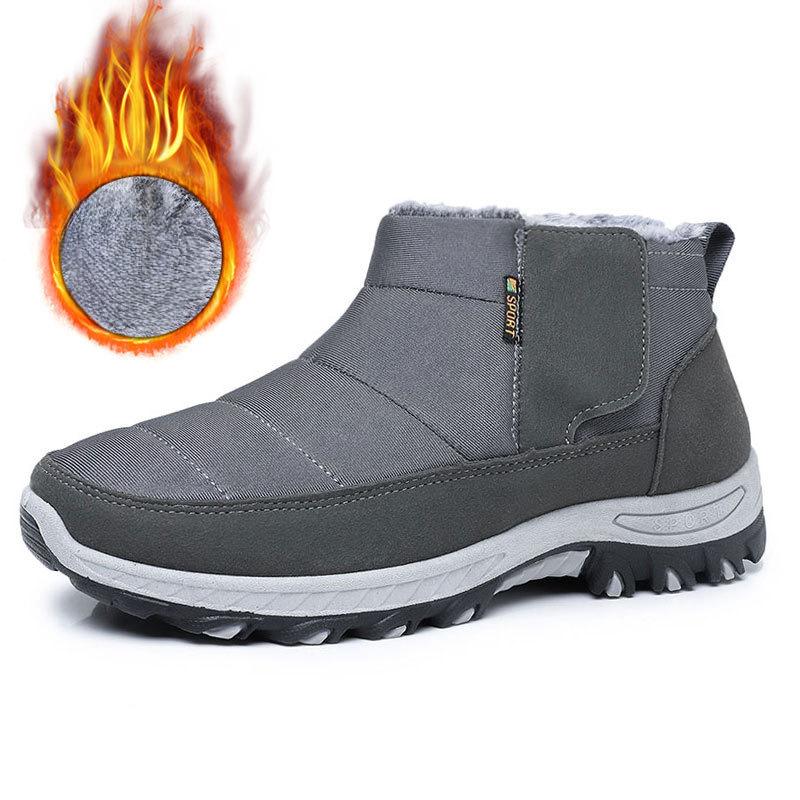 

Зимние плюшевые толстые мужские ботинки Теплые сноубутсы для улицы Альпинистские Мужские износостойкие теплые хлопковые ботинки 46 серый