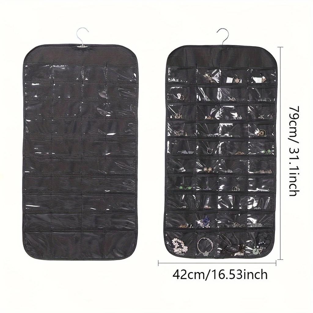1/2/3 Stück - 80-Taschen Hänge-Schmuckorganizer, Mehrzweck Ohrring Armband Halskette Ring Aufbewahrungshalter, Hängende Montage