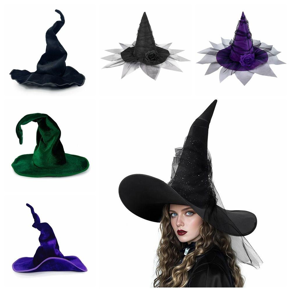 Gothic Queen Baroque Witch Hat Baroque Wizard Cap Foldable Halloween Witch Hat  Night Club