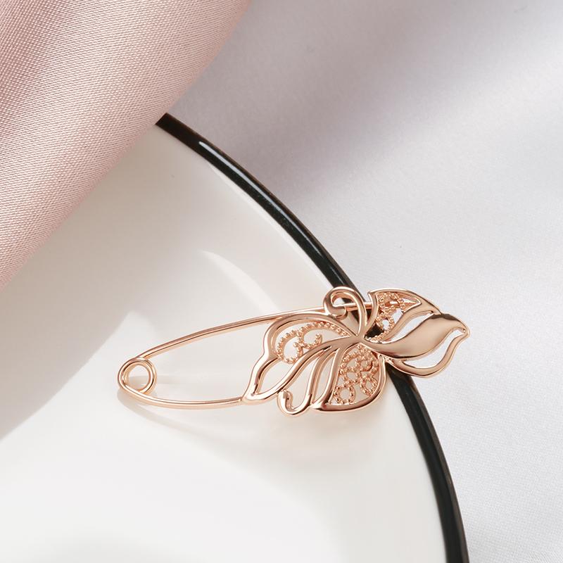 New Rose Gold Women Brooch Fashion Wedding Jewelry Unique Creative Modern Fine Boutonniere Hollow Metal Brooch
